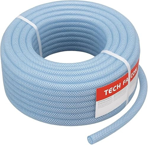 Druckluftschlauch PVC Transparent 50m (Innen Ø 6mm / Wand 2.5mm) – Gewebeschlauch 3-lagig Öl- & Benzinbeständig, Flexibler Wasserschlauch für Kompressor, Luft & Chemikalien