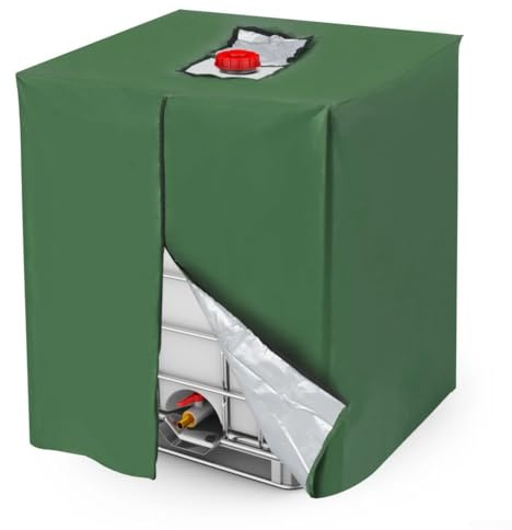 Shophubio Tela Oxford verde para tanque de agua IBC para 1000 L – Cubierta de almacenamiento exterior resistente a la intemperie con cierre de cremallera y correas de viento ajustables