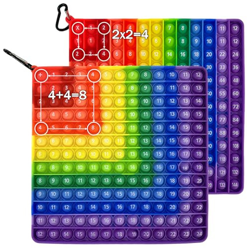 Push Bubbles giocattolo Fidget Toys tavolo 24 x 24 cm 2 in 1 in silicone | moltiplicazione Poppers anti stress bambini, Educativi Matematici Moltiplicazione Addition