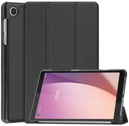 Techsuit für Lenovo Tab M8 Gen 4 8.0 Hülle mit 360 Schutz, Verstellbarem Ständer, Mikrofaser Innenfutter, Schlankem Design, Anti Fingerabdruck, FoldPro Series, PU Leder, Schwarz