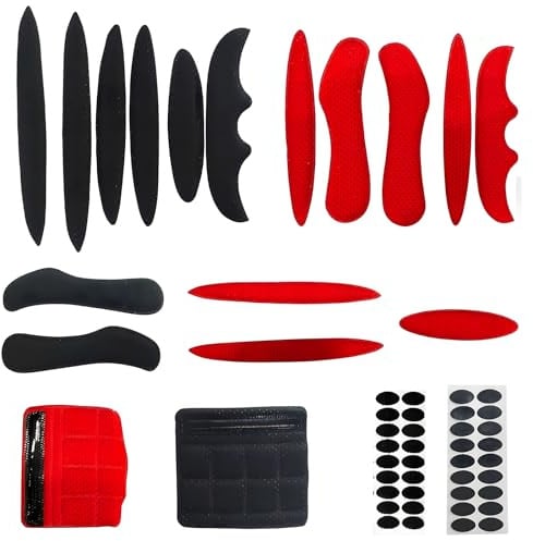 54Pcs Red & Black Helmet Padding Kit, Breathable Helmet Foam Pads with Round Dots, Universal Cycle Helmet Pads for Head Protection, Soft Anti-Collision Padding for Bike, Motorcycle Helmets