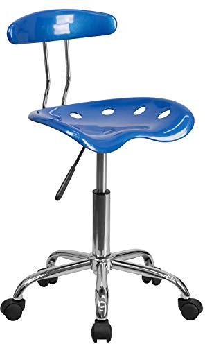 Flash Furniture Bürostuhl, drehbar, mit Traktorsitz, Leuchtend, Blau und Chrom