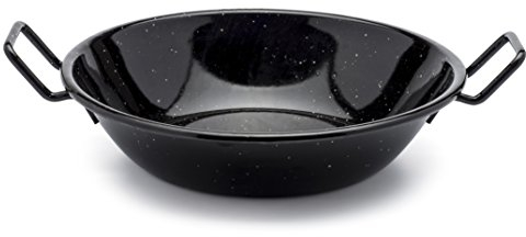 Zinel 4502 Pan Kadai/Wok with Handles, Enamel, Black/White Dots, 22cm