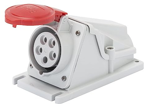 Gewiss GW62482 Low Voltage Screw Wiring 90 Degree Angled Surface-Mounting Socket-Outlet, IP44, 6 Reference, 3P+N+E Pole, 380V-415V, 16 A, 50 Hz/60 Hz, Red