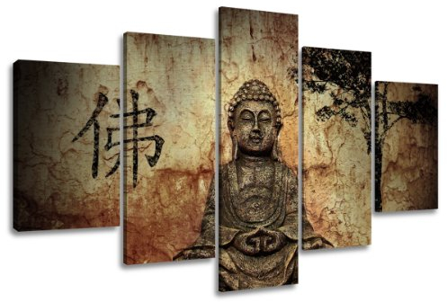 Visario Bild auf Leinwand 160 cm Nr 5502 Buddha fertig gerahmte Bilder 5 Teile Marke original