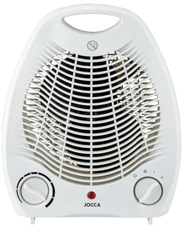 Jocca - Calefactor Eléctrico de aire caliente 2000W | Calefactor Estufas Baño | Función calor y ventilador | 2 velocidades | Asa para facilitar transporte