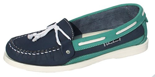 Seeleute Segler Damen Deck Boots Schuhe Nubuk Leder, Gr. 37, Indigo/Jade, 38 EU
