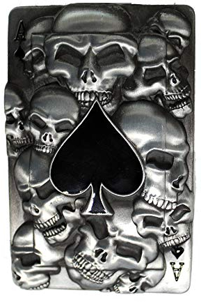 eeddoo® Gürtelschnalle - Pik & Skull (Buckle für Wechselgürtel für Damen und Herren | Belt Frauen Männer Oldschool Rockabilly Metall Gothic Wave Rock Biker Western Trucker Casino Skull)