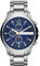 Armani Exchange Orologio per uomo, Movimento cronografo al quarzo e cassa da 46 mm con cinturino in acciaio, Tono argento e blu