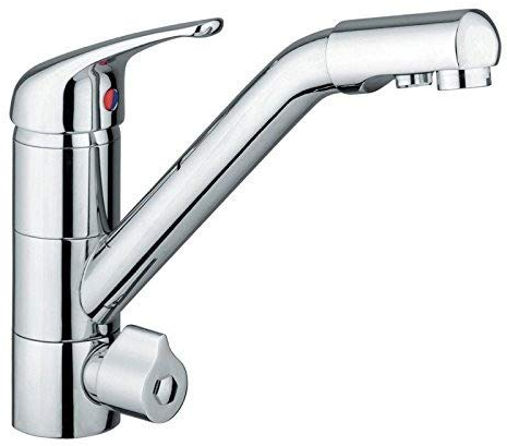 3-WEGE-NIEDERDRUCKARMATUR SIENA L-Auslauf Chrom für kaltes, heißes und gefiltertes Wasser. Eine elegante und stillvolle Ergänzung für Ihren Wasserfilter. Küchenarmatur , Spültischarmatur , Mischbatterie , Dreiwege Niederdruck Wasserhahn , Für Osmoseanlagen Trinkwasseranlagen