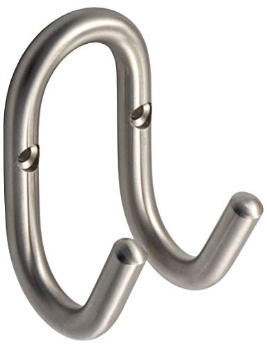 GedoTec Moderner Design Garderobenhaken Edelstahl Kleiderhaken Garderobe gebogen - PRIMA | Mantelhaken 87 x 51 mm | Doppelhaken für Wand-Montage | 1 Stück - Wandhaken 2-fach mit Befestigungsmaterial