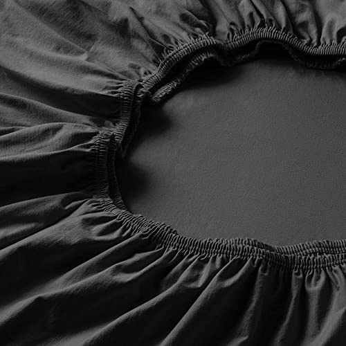 ESTELLA Spannbetttuch Zwirnjersey | Schiefer | 100x200 cm | bügelfreie & trocknerfeste Qualität | Rundumgummi | 97% Baumwolle