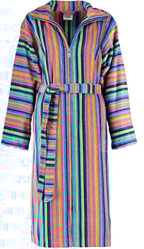 Cawö Damen Bademantel Leichtvelours m. Reissverschluss Kimono 1456 - Mehrfarbig: Größe: 40 (Gr. L)