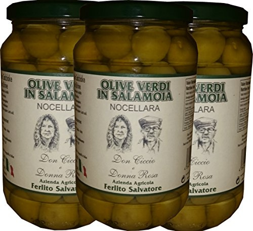 3 Gläser Olive Verdi in Salamoia / Grüne Oliven in Salzlake 580g je Glas