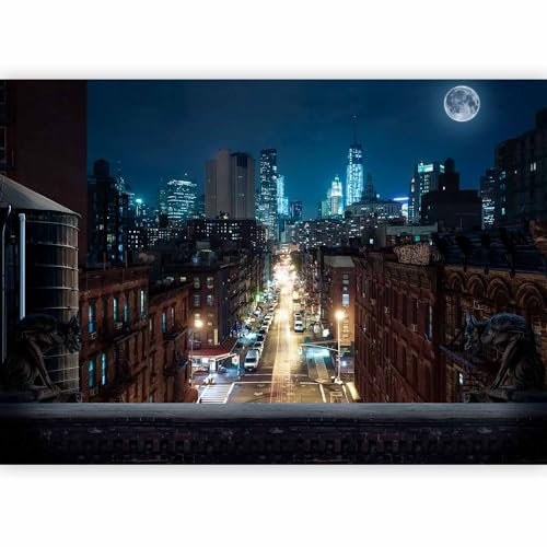 Fotomurales B&D XXL 300x210 cm Papel pintado tejido no tejido Decoración de Pared decorativos Murales moderna de Diseno Fotográfico ciudad NY NYC New York ciudad bei noche d-A-0028-a-a