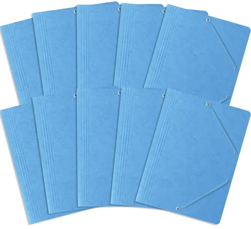 BANTEX Einschlagmappe, Sammelmappe mit Gummi A4, Eckspanner, Eckspann-Mappe, Dokumentenmappe für Büro oder Schule, Leichter Ordner für Akten mit 2 Gummizügen, 10 Stück-Packung, HELLBLAU, 400087825