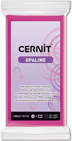 Cernit CE0880500460C - Block Modelliermasse (Polymer) OPALINE, halb transluzent, ofenhärtend, sofort gebrauchsfähig, 500g, ideal für DIY & Schmuck, für Einsteiger & Hobbykünstler Magenta 1 Stück
