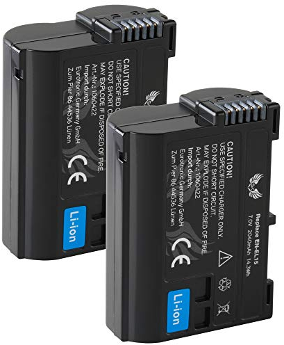 Lot de 2 batteries SK compatibles avec Nikon EN-EL15 < 2040 mAh > EN-EL15c EN-EL15b EN-EL15a pour Nikon < Z8 Z7 II Z6 II Z5 Zf > D610 D800 D850 D7200 D7500-1 V1