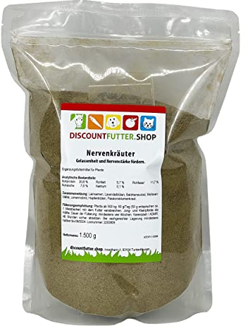 Nervenkräuter (100% Natur - 1, 5 kg) - die natürliche Antwort auf ängstliche und schreckhafte Pferde - Pellet