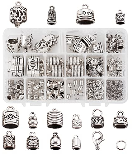Craftdady 120 Stück tibetische Antik-Silber-Kleber-Endkappen für Kumihimo-Armbänder, Schmuckherstellung