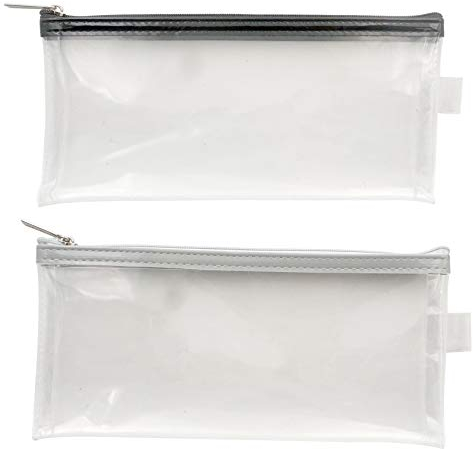 Akuoly Federmäppchen Transparentes Pencil Cases 2 Stück Reißverschluss Beutel wasserdichte Schulmäppchen, 21cm x 9cm