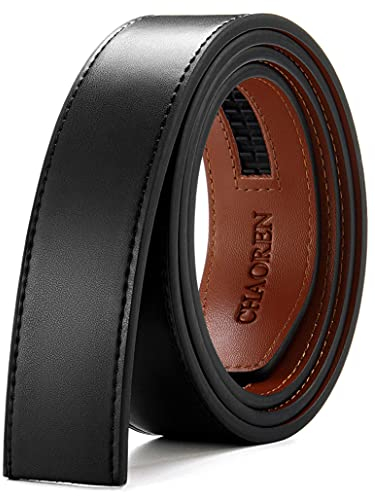 CHAOREN Herren Gürtel Ohne Schnalle, Ratsche Automatik Gürtel für Männer 35mm Breit Ledergürtel (125cm/28''-42''taille verstellbar, Schwarz und Braun)