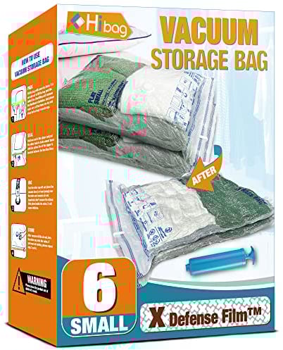 Vacuum Storage Bags Space Saver Bags, Pack Of 6, With Hand Pump (6 Small)