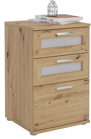 CARO-Möbel Nachttisch für Boxspringbetten Nachtschrank Nachtkommode MARIKE in Asteiche, mit 3 Schubladen
