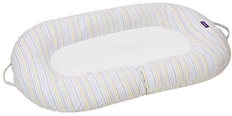 ClevaMama Clevafoam Schwangerschaftskissen und Babynest Mum2Me - Atmungsaktiver Schaum - Graue Streifen, (0-12 Monate), Grau