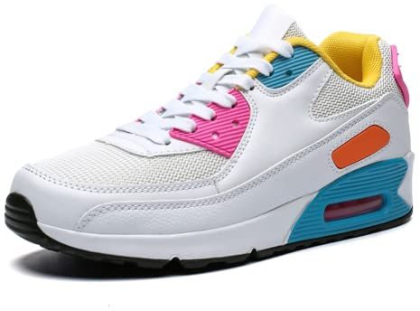 Hommes Femme Chaussures de Sports Course Running Fitness Basket Mode Respirant Multisports Casual Sport Sneakers,Blanc Rose,42EU