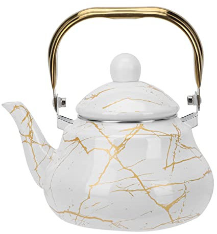 YXSH Enamel Marble White Ancient Bell Pot Enamel European and American Cool Kettle Kettle for Gas Induction Cooker
