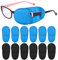 12 Stück Amblyopie Augenklappen Augenklappen für Brillen Lazy Eye Patch für Erwachsene Kinder Vliesstoff Amblyopie Augenklappe Wiederverwendbar für Brillengestellgröße unter 6.3x5.2 cm Schwarze&Blau