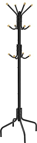 SONGMICS Porte-manteau sur Pieds, avec 12 Crochets, 4 Pieds, pour Manteaux, Chapeaux, Sacs, pour Entrée, Chambre, Bureau, Noir RCR031B01