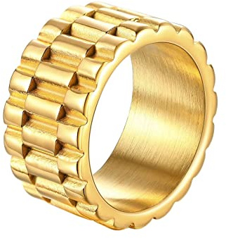 Homxi Ring Herren Edelstahl,Punk-Rund 11.5MM Ring Gold Herren Ringe Herren Verlobung