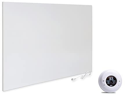 VIESTA® Infrarot Wandheizung mit Thermostat [FERNBEDIENUNG + WIFI STEUERUNG] – Infrarotheizung Wandmontage Heizkörper – Carbon Crystal Infrarot Paneel App steuerbar – (Modell TH20 Funk - 1200W)