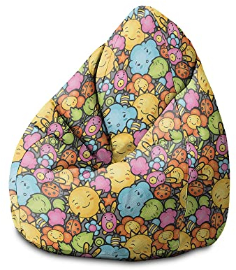 DreamRoots Sitzsack für Kinder mit Füllung - Bodenkissen und Bean Bag 70 x 70 x 105 cm - Bubibag für Kinderzimmer - Sitzkissen Boden