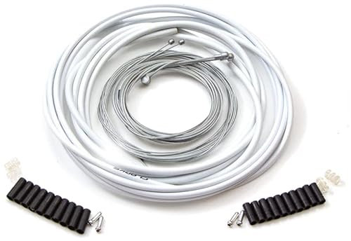 Clarks Cycle Systems Universal Stainless Steel Brake and Gear Cable Kit, Front & Rear, White