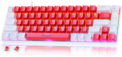 abucow 68-Key Mechanical Keyboard with Colorful Backlight 60% Gaming Keyboard Red-White Keycaps - Red Switches for a Premium Typing and Gaming Experience on PC and Mac(Red-White Keyboard)