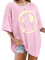 WIEIYM Women Oversized T Shirts Loose Crew Neck Short Sleeve Summer Tops Shirt Women's Casual Baggy Tops Blouse Graphic Tee Shirts S-XXL Pink