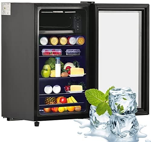 kubeier Frigorifero Congelatore, Mini frigo, Mini Dispositivo di Raffreddamento per Bevande da 15 per Stanza e Ufficio, Frigorifero Silenzioso per Bevande 6L+70L, Efficienza Energetica, Nero