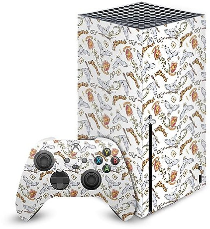 Head Case Designs Offizielle Harry Potter Hedwig Eulen Muster Grafiken Vinyl Haut Gaming Aufkleber Abziehbild Abdeckung kompatibel mit Xbox Series X Console and Controller Bundle