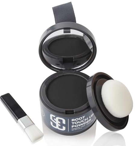 Ansatzpuder, Haar-Concealer Haarverdichtung für Frauen und Männer, Haaransatz Ausbessern & Kaschiert Sofort Haarausfall,Touch Up Haarpulver für dünnes Haar für Frauen (Dunkelschwarz, 4g)