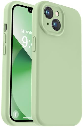 Vooii Compatible with iPhone 13 Case, Liquid Silicone Upgrade [Camera Protection] [Fit for Battery Charger Cases] Shockproof Phone Case for iPhone 13 6.1 inch - Matcha