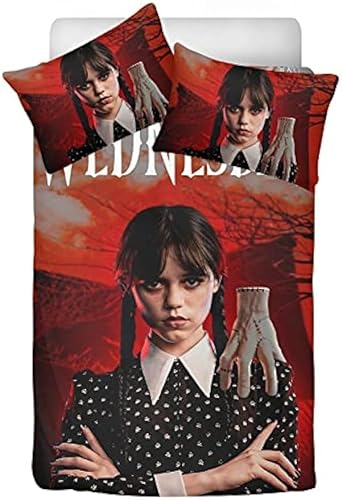 WOLWES Mädchen Bettwäsche 135x200 Horrorfilm Bettbezug 135×200 Kinderbettwäsche Mit 1 Kissenbezüge 80 x 80,Bettwäsche Set 2 Teilig Für Jungen Mädchen Schlafzimmer Atmungsaktiv Mikrofaser(C1)