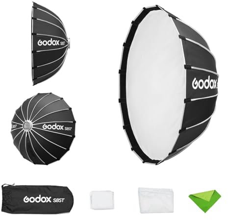 Godox S85T 85 cm/33,4 Zoll Regenschirm-Softbox, Bowens-Montage, Schnellverschluss-Softboxen, Lichtdiffusor-Reflektor für Godox SL60, SL150, SZ300R, SK400II, AD600BM, AD400Pro