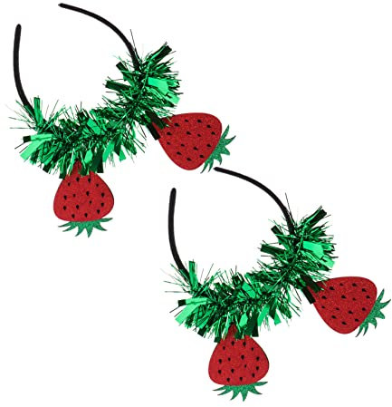 HAPINARY 2pcs Springing Haar Hoops Erdbeere Thema Dekorative Party Stirnband Kopfbedeckungen Für Mädchen Und Erwachsene