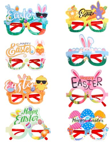 8 Stücke Ostern Partybrillen,Osterbrille Kinder,Osterhasen Brille,Lustige Küken Kinderbrillen,Brillenrahmen Osterparty-Gläser Foto Requisiten Kostüm Accessoire für Ostergeschenke Haushaltswaren Dekor