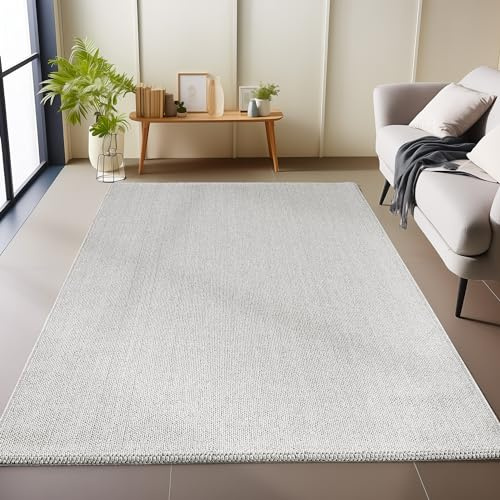 Carpetsale24 Teppich 140x200 cm Silber, Weicher Schlingenflor Einfarbig, Pflegeleicht & Modern, Teppich für Wohnzimmer, Schlafzimmer oder Gästezimmer