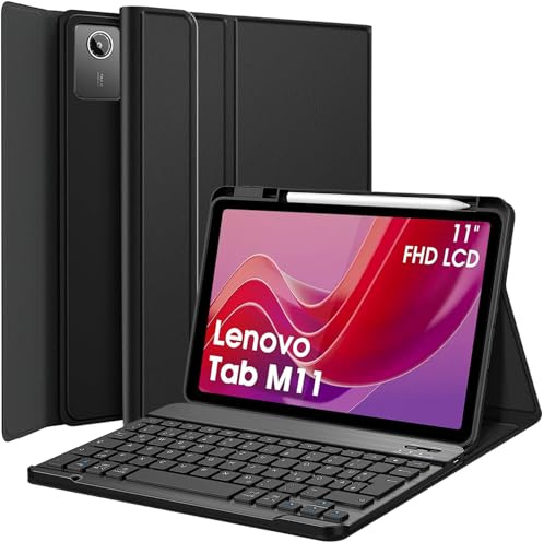 Wineecy Tastatur Hülle für Lenovo Tab M11 (TB330FU/TB330XU) 11 Zoll 2024, Slim Schutzhülle mit Magnetisch Abnehmbare Kabellose Deutsches QWERTZ Tastatur (Lenovo Tab M11 1st Gen)