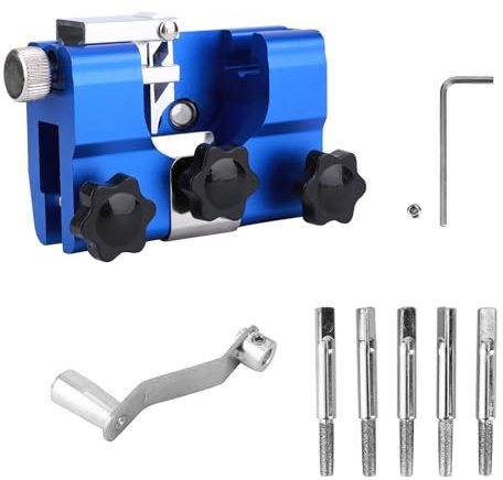 Hangrow Chainsaw Sharpener Kit with 5 Grinding Heads, Portable Hand Crank Chainsaw Sharpener (Blue)